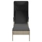 vidaXL Sonnenliege mit Dach und Tisch Hellgrau Poly Rattan vidaXL Sonnenliege mit Dach und Tisch Hellgrau Poly Rattan
