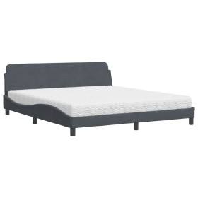 vidaXL Bett mit Matratze Dunkelgrau 180x200 cm Samt