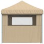 vidaXL Partyzelt Faltbar Pop-Up mit 4 Seitenteilen Beige vidaXL Partyzelt Faltbar Pop-Up mit 4 Seitenteilen Beige