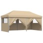 vidaXL Partyzelt Faltbar Pop-Up mit 4 Seitenteilen Beige vidaXL Partyzelt Faltbar Pop-Up mit 4 Seitenteilen Beige