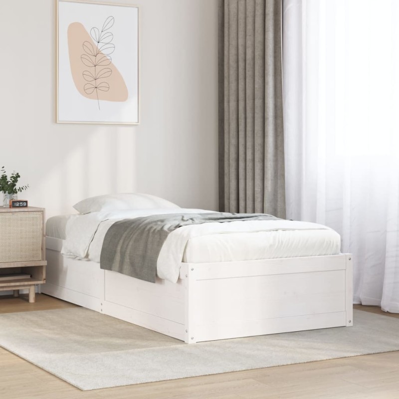 vidaXL Massivholzbett ohne Matratze Weiß 100x200 cm Kiefernholz vidaXL Massivholzbett ohne Matratze Weiß 100x200 cm Kiefernholz