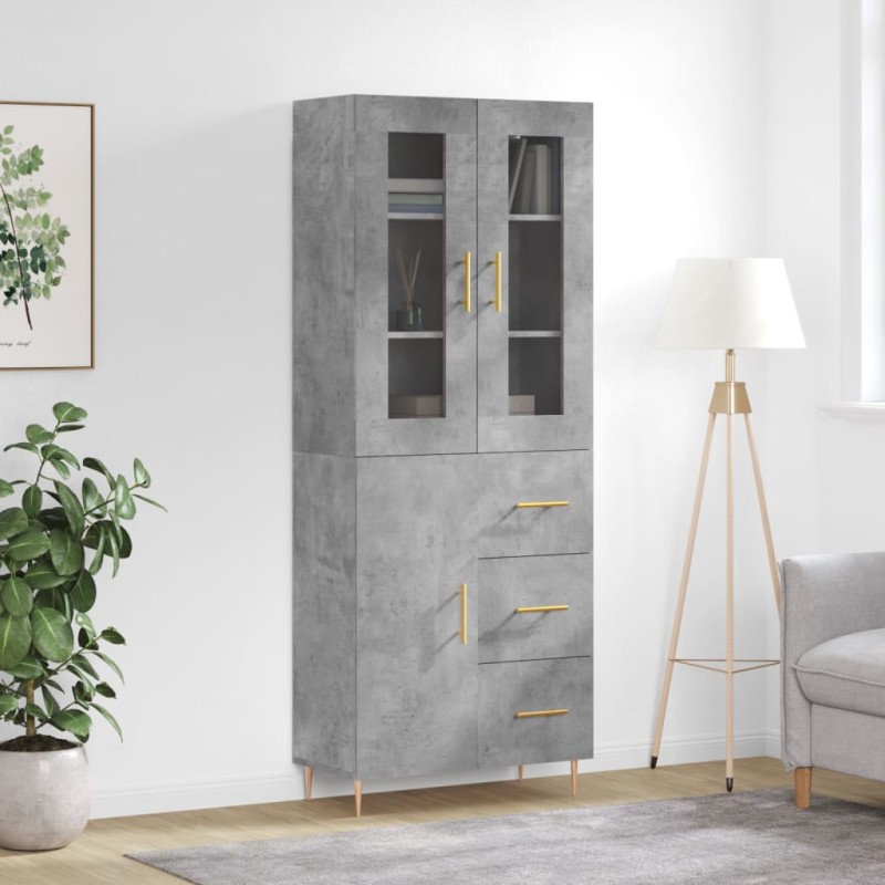 Highboard Betongrau 69,5x34x180 cm Holzwerkstoff Highboard Betongrau 69,5x34x180 cm Holzwerkstoff
