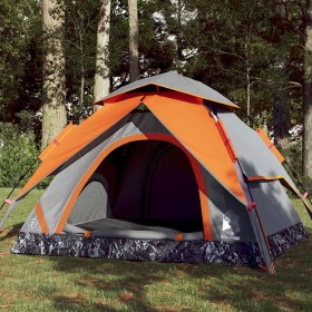 vidaXL Kuppel-Campingzelt 3 Personen Grau und Orange Quick Release