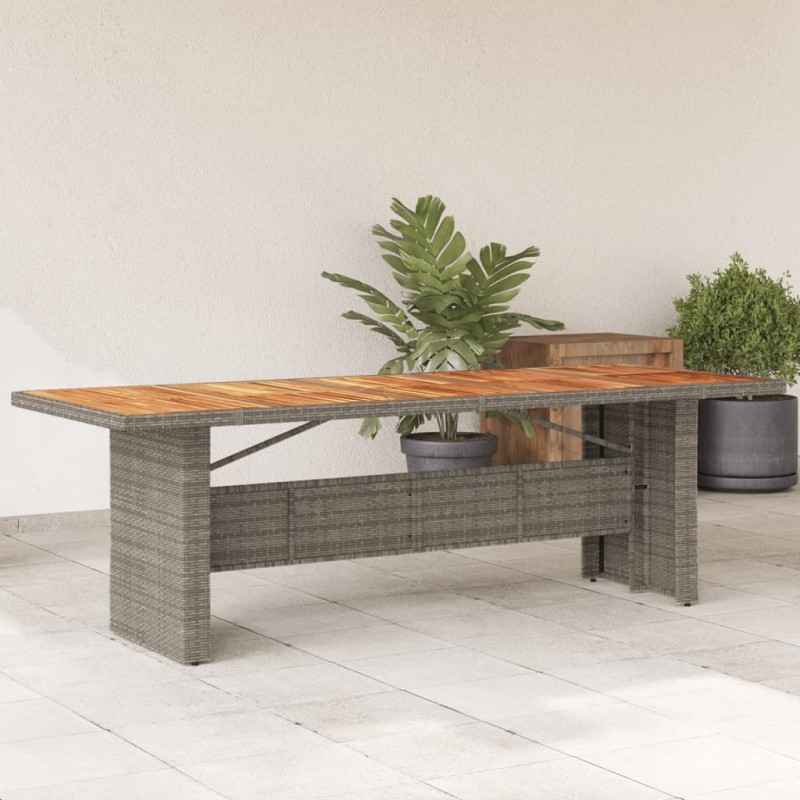 vidaXL Gartentisch mit Akazienholz-Platte Grau 240x90x75cm Poly Rattan vidaXL Gartentisch mit Akazienholz-Platte Grau 240x90x75cm Poly Rattan