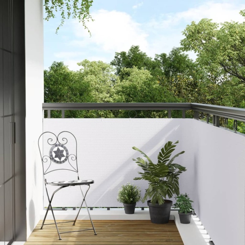 vidaXL Balkon-Sichtschutz Weiß 1000x100 cm Poly Rattan vidaXL Balkon-Sichtschutz Weiß 1000x100 cm Poly Rattan