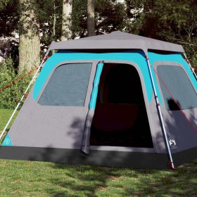 vidaXL Kuppel-Familienzelt 6 Personen Blau Quick Release