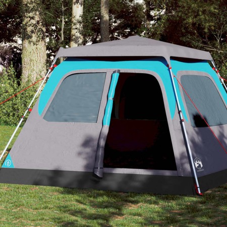 vidaXL Kuppel-Familienzelt 6 Personen Blau Quick Release