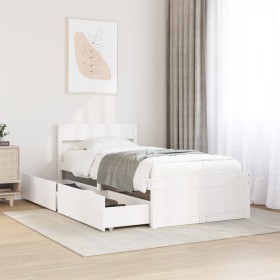 vidaXL Massivholzbett ohne Matratze Weiß 90x200 cm Kiefernholz