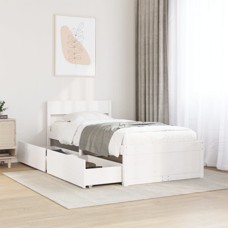 vidaXL Massivholzbett ohne Matratze Weiß 90x200 cm Kiefernholz vidaXL Massivholzbett ohne Matratze Weiß 90x200 cm Kiefernholz