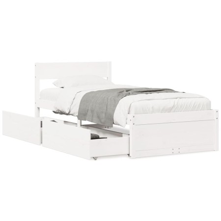 vidaXL Massivholzbett ohne Matratze Weiß 90x200 cm Kiefernholz