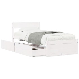 vidaXL Massivholzbett ohne Matratze Weiß 75x190 cm Kiefernholz