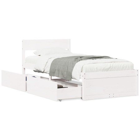 vidaXL Massivholzbett ohne Matratze Weiß 75x190 cm Kiefernholz