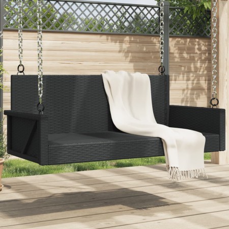 vidaXL Hängebank Schwarz 119x56x48 cm Poly Rattan