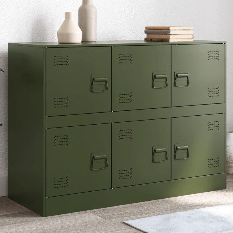 vidaXL Sideboard Olivgrün 99x39x73 cm Stahl vidaXL Sideboard Olivgrün 99x39x73 cm Stahl