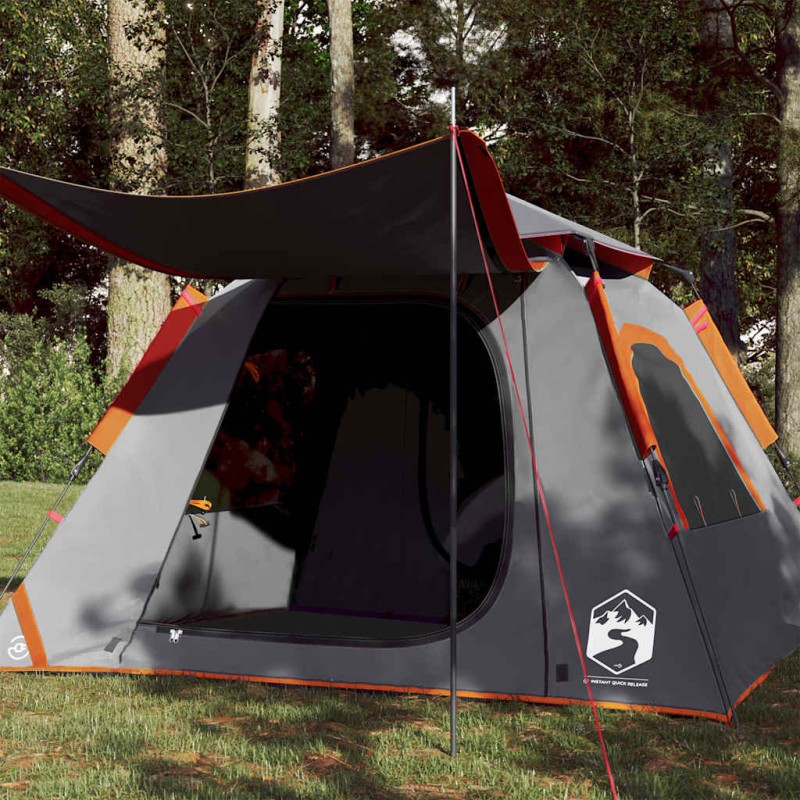 vidaXL Kuppel-Campingzelt 4 Personen Grau und Orange Quick Release vidaXL Kuppel-Campingzelt 4 Personen Grau und Orange Quick Release