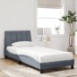 vidaXL Bett mit Matratze Dunkelgrau 90x190 cm Samt vidaXL Bett mit Matratze Dunkelgrau 90x190 cm Samt