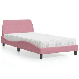 vidaXL Bett mit Matratze Rosa 100x200 cm Samt