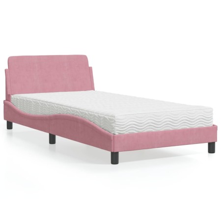vidaXL Bett mit Matratze Rosa 100x200 cm Samt