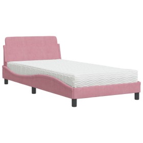 vidaXL Bett mit Matratze Rosa 100x200 cm Samt