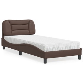 vidaXL Bett mit Matratze Braun 90x200 cm Kunstleder