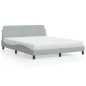 vidaXL Bett mit Matratze Hellgrau 160x200 cm Samt vidaXL Bett mit Matratze Hellgrau 160x200 cm Samt