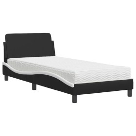 vidaXL Bett mit Matratze Schwarz und Weiß 90x200 cm Kunstleder