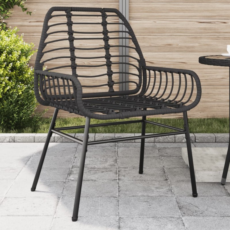 vidaXL Gartenstühle 2 Stk. Schwarz Poly Rattan vidaXL Gartenstühle 2 Stk. Schwarz Poly Rattan