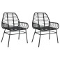 vidaXL Gartenstühle 2 Stk. Schwarz Poly Rattan vidaXL Gartenstühle 2 Stk. Schwarz Poly Rattan