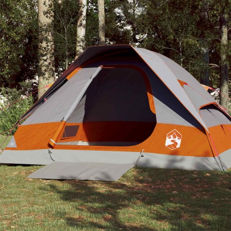 vidaXL Kuppel-Campingzelt 4 Personen Grau und Orange Wasserdicht