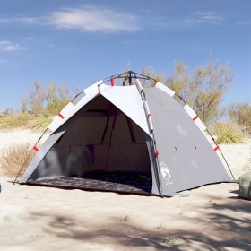 vidaXL Strandzelt 3 Personen Grau Quick Release Wasserdicht