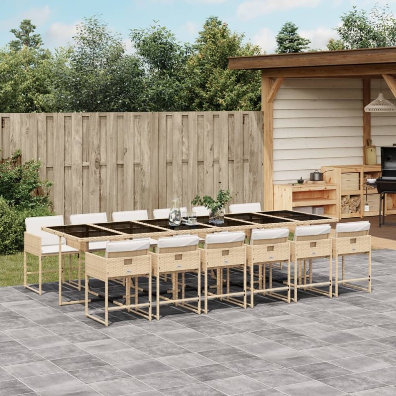 vidaXL 13-tlg. Garten-Essgruppe mit Kissen Beige Poly Rattan vidaXL 13-tlg. Garten-Essgruppe mit Kissen Beige Poly Rattan