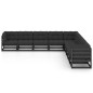 9-tlg. Garten-Lounge-Set mit Kissen Schwarz Massivholz Kiefer 9-tlg. Garten-Lounge-Set mit Kissen Schwarz Massivholz Kiefer