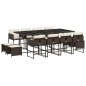 vidaXL 13-tlg. Garten-Essgruppe mit Kissen Braun Poly Rattan