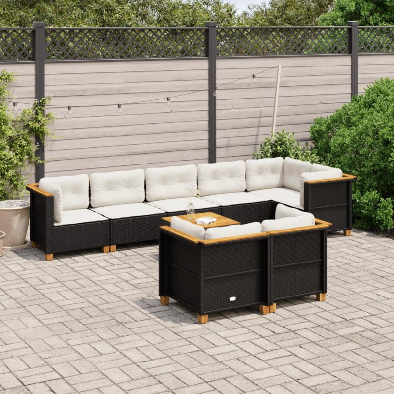 vidaXL 9-tlg. Garten-Sofagarnitur mit Kissen Schwarz Poly Rattan vidaXL 9-tlg. Garten-Sofagarnitur mit Kissen Schwarz Poly Rattan