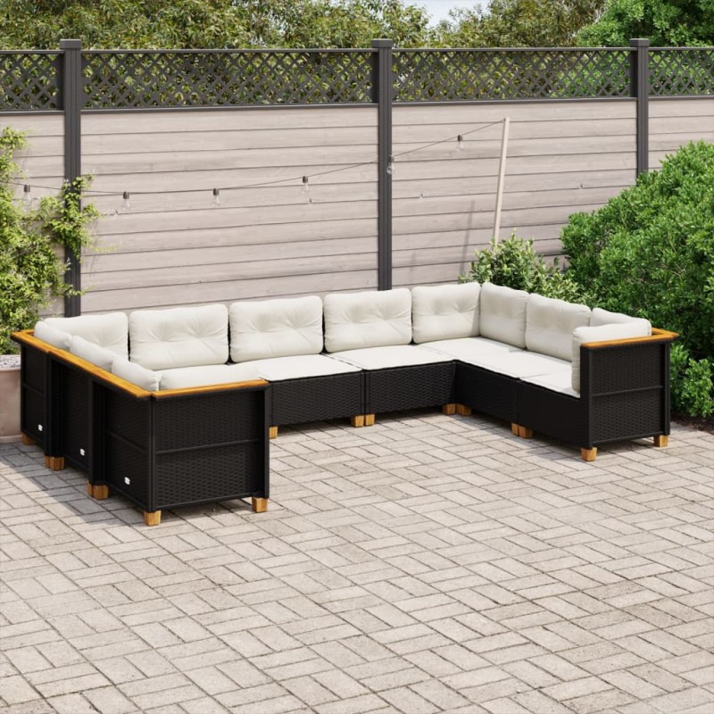 vidaXL 9-tlg. Garten-Sofagarnitur mit Kissen Schwarz Poly Rattan vidaXL 9-tlg. Garten-Sofagarnitur mit Kissen Schwarz Poly Rattan