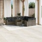 vidaXL 10-tlg. Garten-Sofagarnitur mit Kissen Grau Poly Rattan vidaXL 10-tlg. Garten-Sofagarnitur mit Kissen Grau Poly Rattan