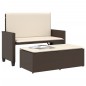 vidaXL Gartenbank mit Kissen und Hocker Braun Poly Rattan vidaXL Gartenbank mit Kissen und Hocker Braun Poly Rattan
