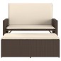 vidaXL Gartenbank mit Kissen und Hocker Braun Poly Rattan vidaXL Gartenbank mit Kissen und Hocker Braun Poly Rattan