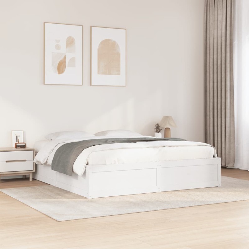 vidaXL Massivholzbett ohne Matratze Weiß 180x200 cm Kiefernholz vidaXL Massivholzbett ohne Matratze Weiß 180x200 cm Kiefernholz