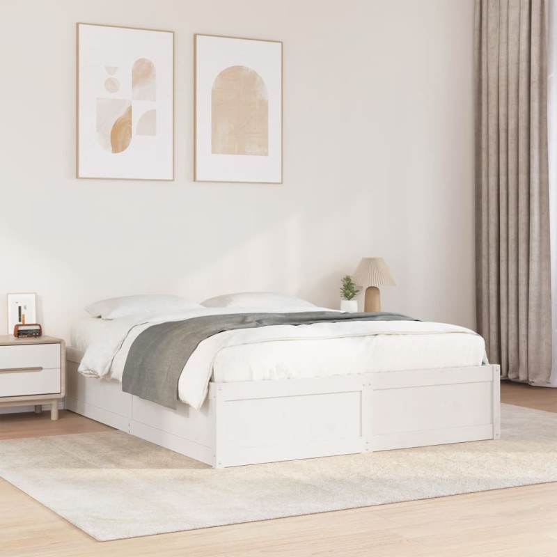 vidaXL Massivholzbett ohne Matratze Weiß 150x200 cm Kiefernholz vidaXL Massivholzbett ohne Matratze Weiß 150x200 cm Kiefernholz