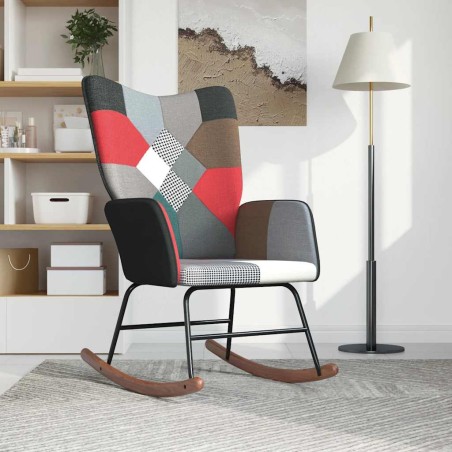 vidaXL Schaukelsessel mit Hocker Patchwork Stoff