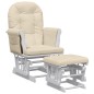 vidaXL Schaukelsessel mit Hocker Gleitend Cremeweiß Stoff vidaXL Schaukelsessel mit Hocker Gleitend Cremeweiß Stoff
