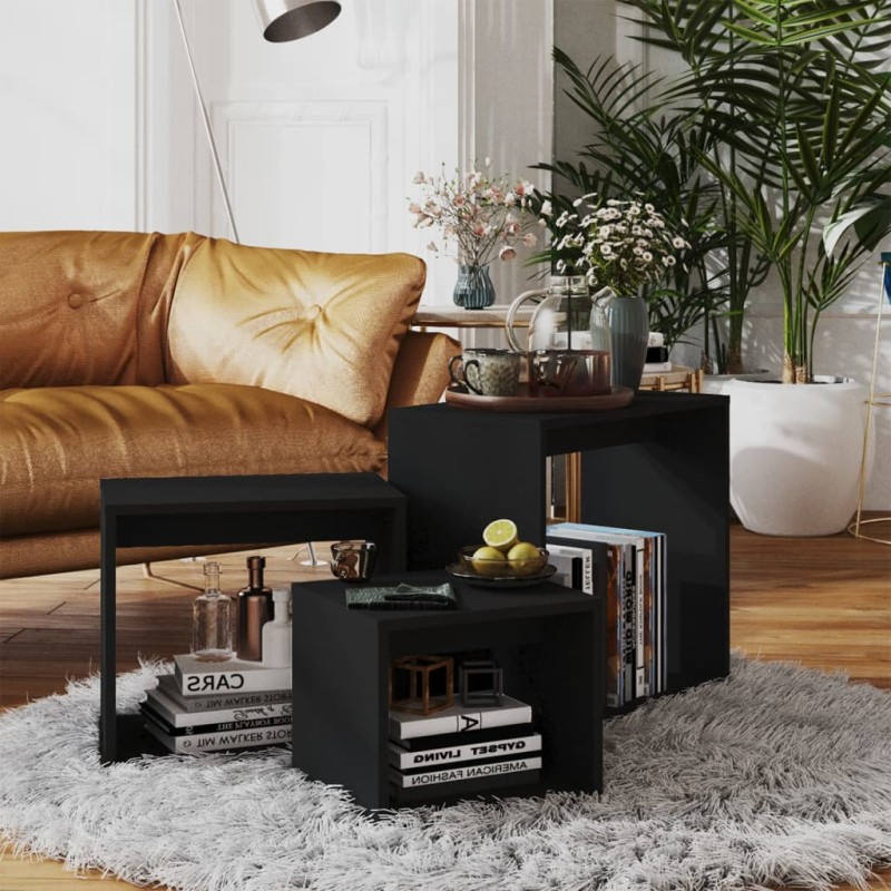 vidaXL Satztische 3-tlg. Schwarz Holzwerkstoff vidaXL Satztische 3-tlg. Schwarz Holzwerkstoff