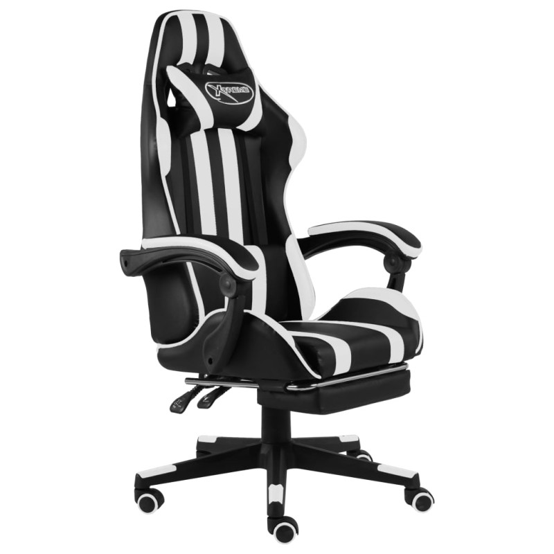 vidaXL Gaming-Stuhl mit Fußstütze Schwarz und Weiß Kunstleder vidaXL Gaming-Stuhl mit Fußstütze Schwarz und Weiß Kunstleder