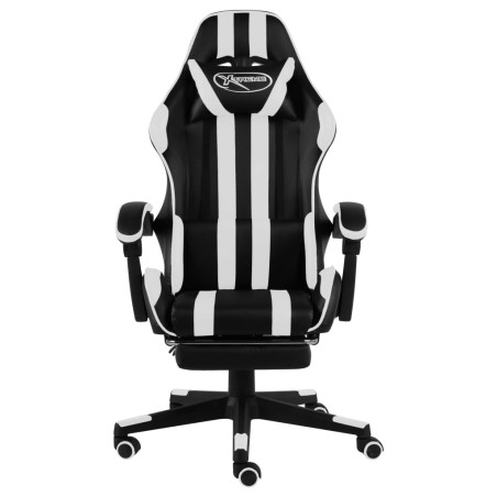 vidaXL Gaming-Stuhl mit Fußstütze Schwarz und Weiß Kunstleder 