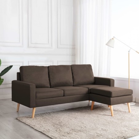 vidaXL 3-Sitzer-Sofa mit Hocker Braun Stoff 