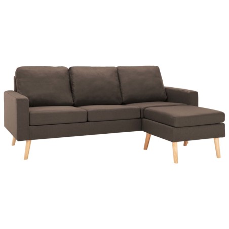 vidaXL 3-Sitzer-Sofa mit Hocker Braun Stoff 