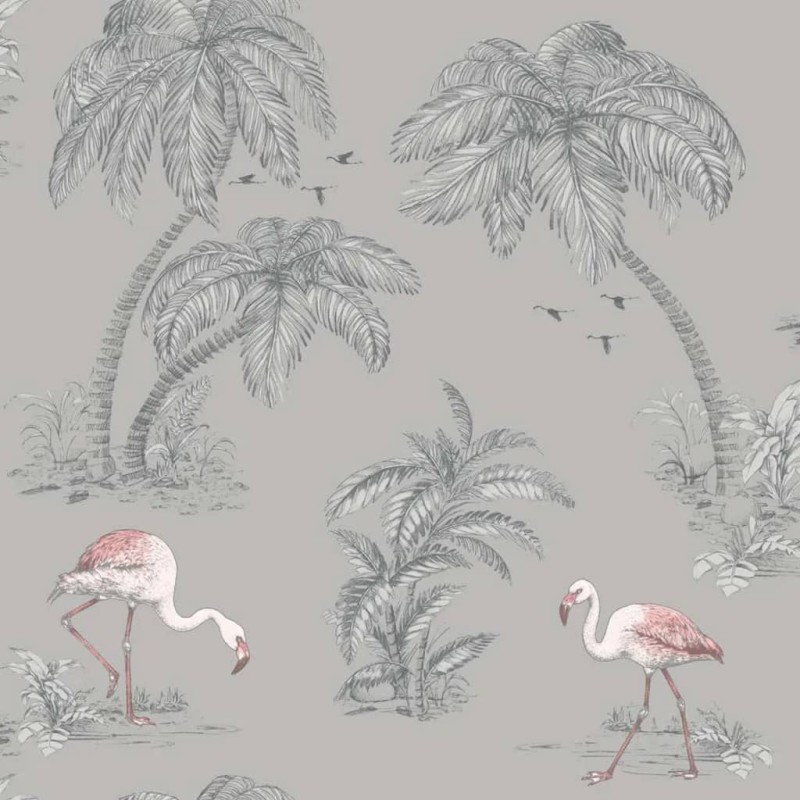 DUTCH WALLCOVERINGS Tapete Flamingo Grau DUTCH WALLCOVERINGS Tapete Flamingo Grau