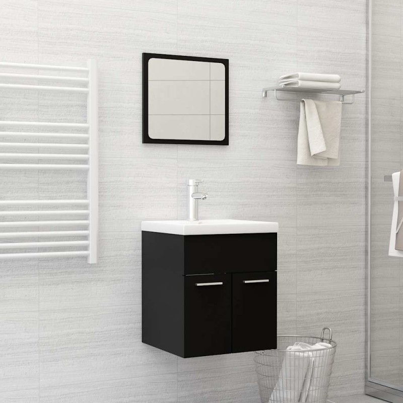 vidaXL 2-tlg. Badmöbel-Set Schwarz Holzwerkstoff vidaXL 2-tlg. Badmöbel-Set Schwarz Holzwerkstoff