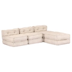 vidaXL 3-Sitzer Modularer Pouf Beige Stoff 
